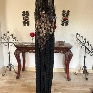 Sequined and beaded evening gown